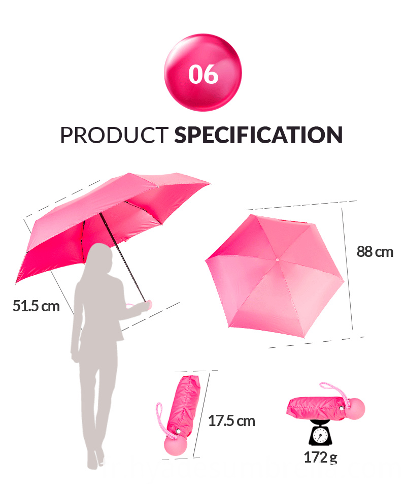 Le meilleur parapluie se pliant promotionnel Packable 5 Best Promotional Packable 5 Folding Umbrella Specification